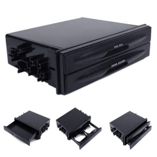 Auto Doppel Din Dash Trim Radio Tasche Getränkehalter Aufbewahrungsbox Container