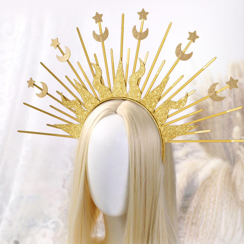 Formelles Kopfstück Kirche Stachelkrone Stirnband Frauen Party Dekorative Krone Vintage Halloween Requisiten Barock Haarreif