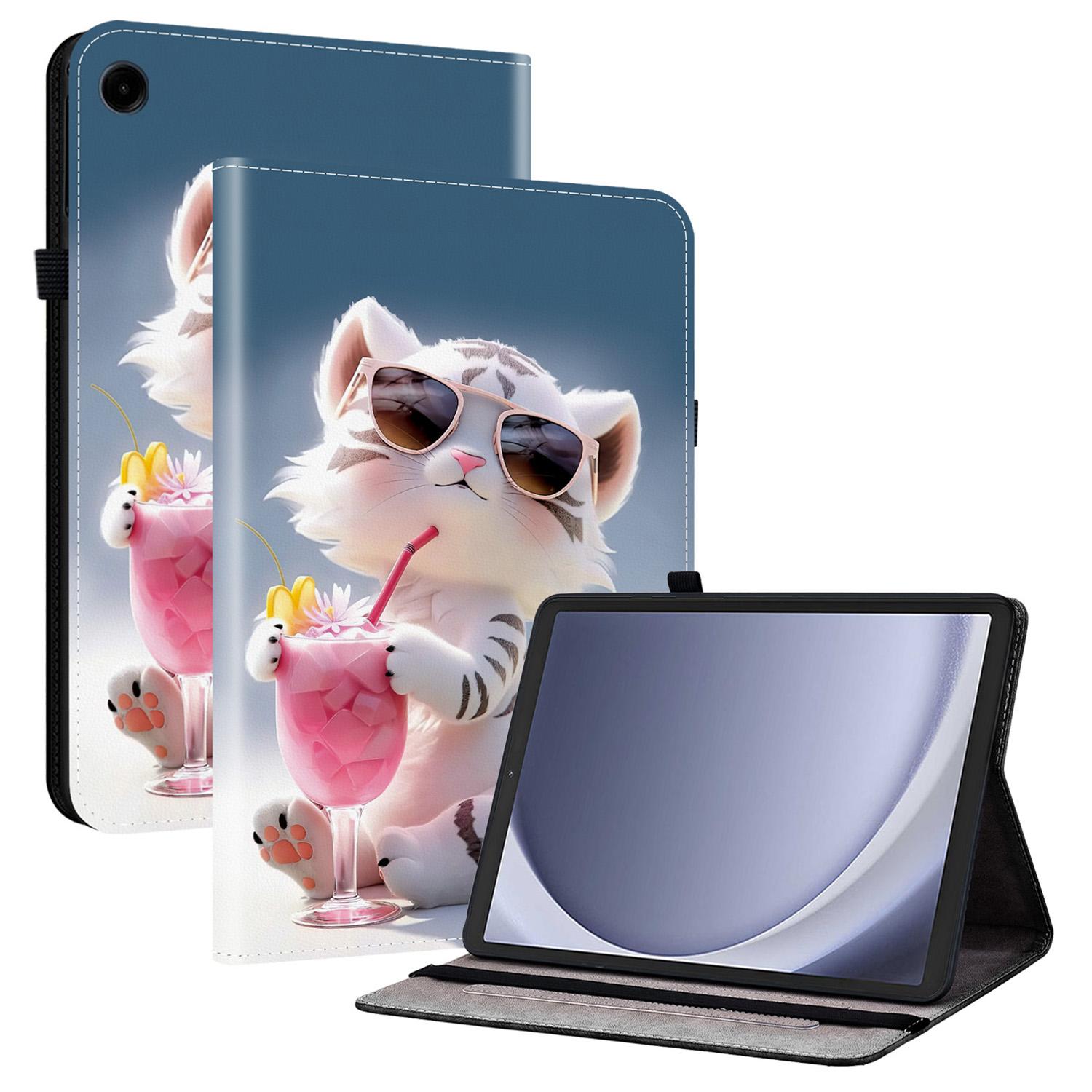 

Для Samsung Galaxy Tab A9 Шкіряний чохол з принтом, підставка, чохол для планшета з відділеннями для карток Cartoon Tiger