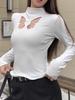 Plush Spicy Girl Butterfly Hollow Long Sleeve Turtleneck Women's Autumn/Winter Top