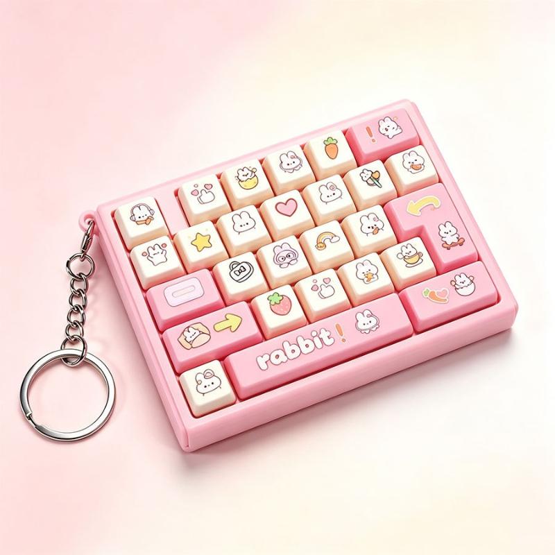 Mini Cartoon Keyboard Fidget Toy Keychain Cute Animal Motif Crisp Click Sound Stress Relief Toy for Family Gathering Party Favors