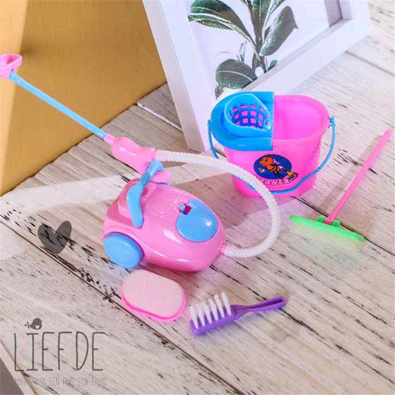 Conjunto de Brinquedos de Limpeza para Mini Bonecas de 9 peças Acessórios de Limpeza Doméstica para Brincadeira de Faz de Conta para Crianças Ferramentas de Limpeza de Casa de Bonecas Conjunto de Brinquedos Domésticos
