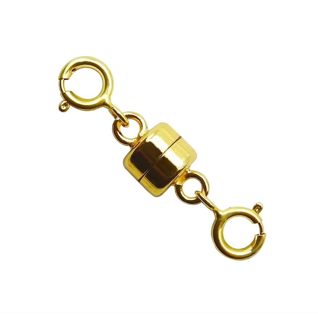 KARMAREY 925 Sterling Silver Necklace Bracelet Magnetic Extension Chain End Metal Easy to Connect Clasp, Adjuster, Piece, Fittings, (Tube, Gold)