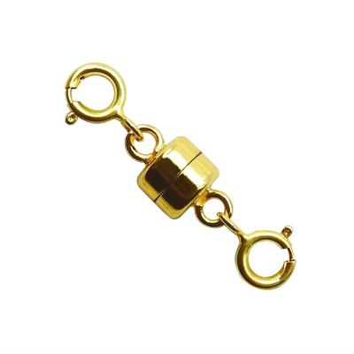 KARMAREY 925 Sterling Silver Necklace Bracelet Magnetic Extension Chain End Metal Easy To Connect Clasp, Adjuster, Piece, Fittings, (Tube, Gold)