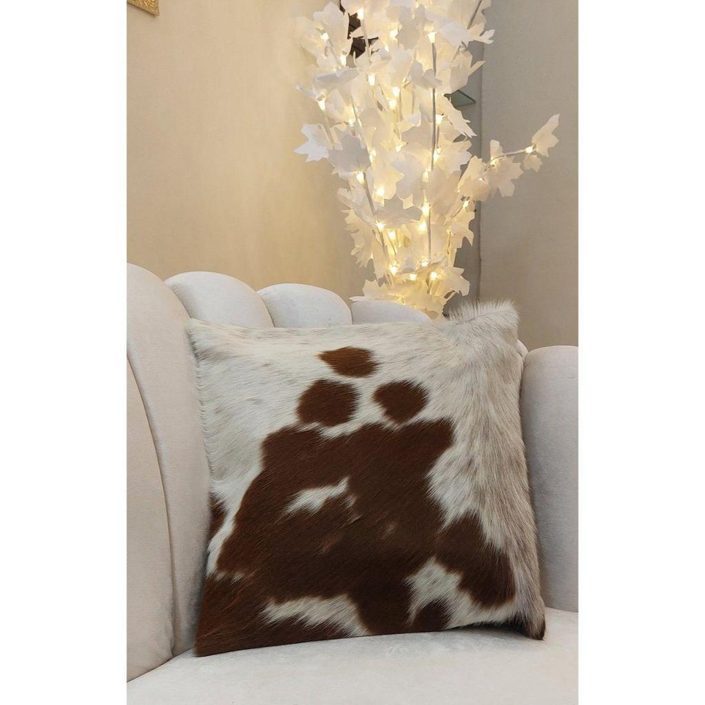 (3er-Pack) Kuhfell Kissenbezug Braun & Weiß Kuhfell Kissen Naturhaar auf Wurfkissen Kissen Echtes Kuhfell Echtes Original Hautleder Kissen