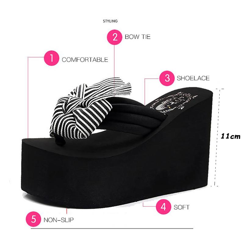Women Fashion Slippers Super High Heels Beach Flip Flops Soft EVA Summer Shoes Woman Platform Slides 11CM Ladies Sandals