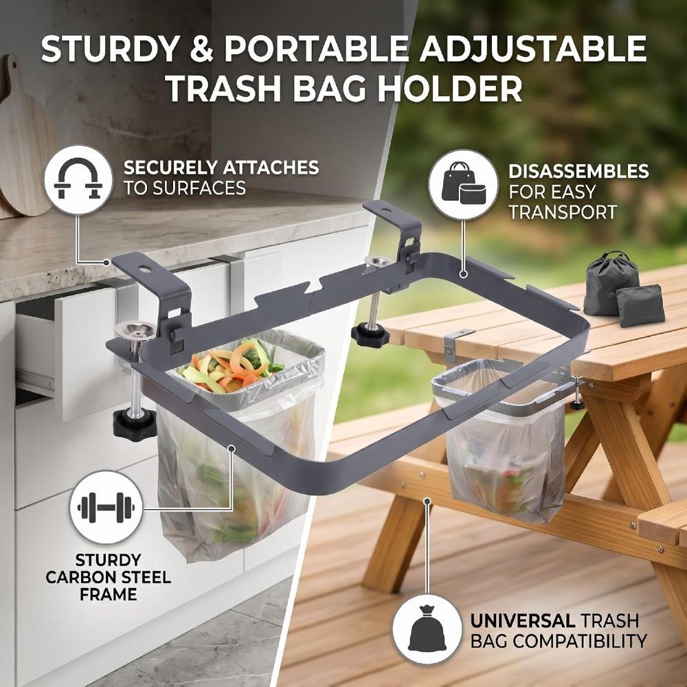 11.8×5.9×0.6in Trash Bag Holder Stainless Steel Cabinet Trash Bag Stand For Bathroom