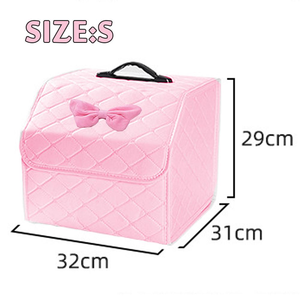 

Pink Pu Leather Car Trunk Organizer Box Large Capacity Auto Multiuse Tools Storage Bag Stowing Tidying Leather Folding Organizer
