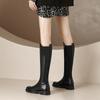 Women Genuine Leather Knee High Boots Low Heels Fashion Punk Concise Shoes Woman Autumn Winter Motorcycle Boots Platform Shoes