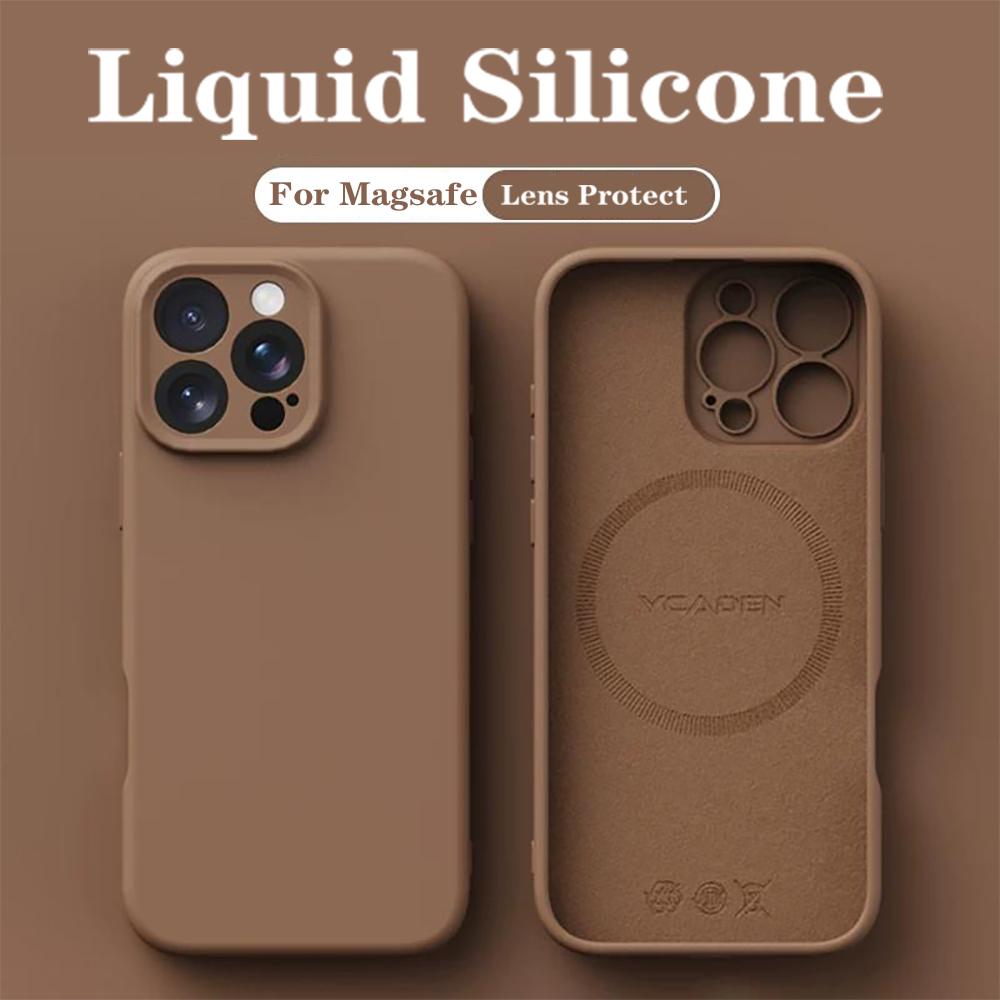 Per iPhone 18 Pro Custodia in Silicone Liquido per Telefono Per iPhone 18 17 16 15 14 13 12 Pro Max Ricarica Wireless Skin Copertura Liscia Magsafe