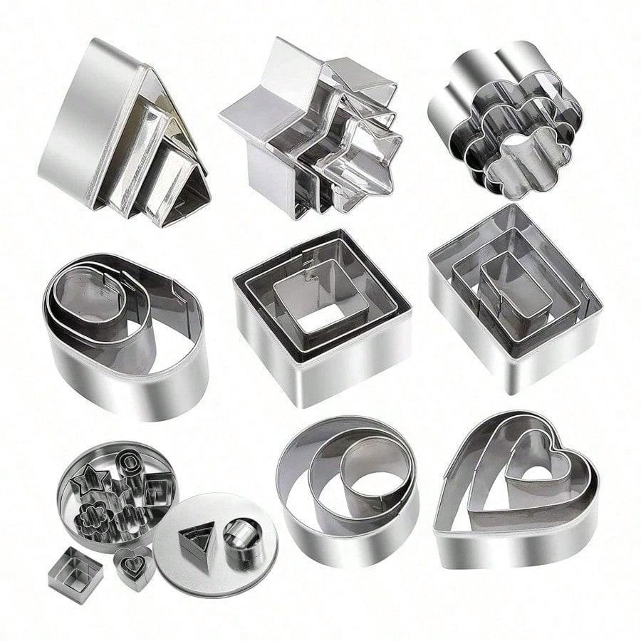 24Pcs/set Stainless Steel Biscuit Mould Cookies Chocolate Cake Baking Mold Set DIY Pattern Kitchen Tools