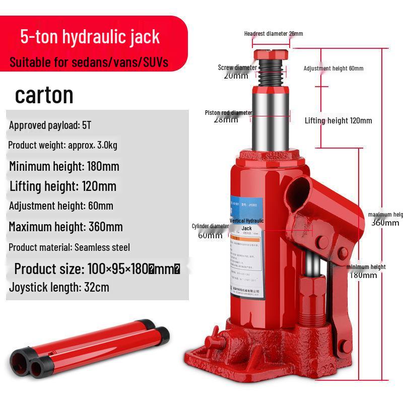 Küçük Otomobiller, Arazi Araçları ve Minivanlar için 2 Tonluk Dikey Hidrolik Kriko