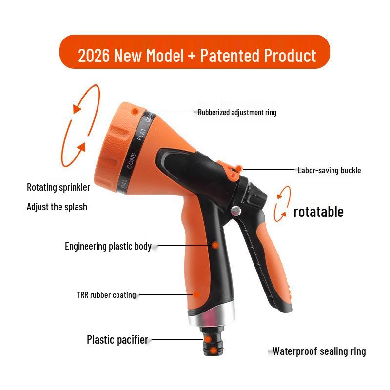 Rubberized 10-Function High-Pressure Shower Head Water Gun for Gardening & Car Wash