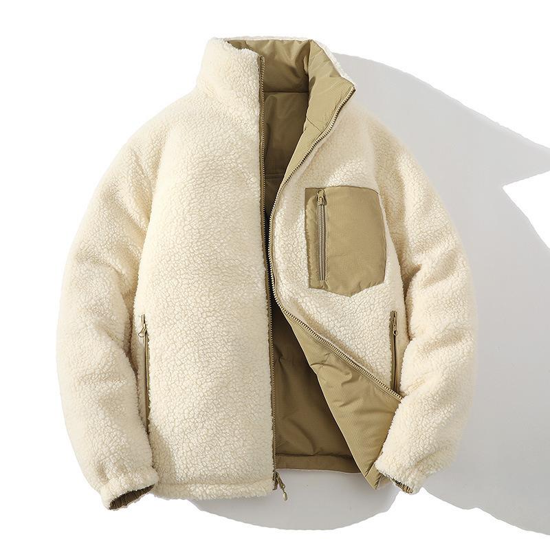 [Beidseitig tragbar] Winter Neu Japanisch Beidseitig tragbar Lammwolle Baumwollgepolsterte Kleidung, Jugend Outdoor Baumwollgepolsterte Jacken