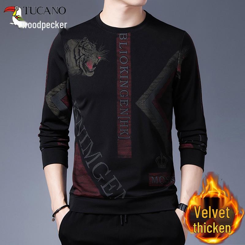 Clearance: Woodpecker Spring/Autumn Men's Long-Sleeve Round Neck Cotton T-Shirt Base Layer