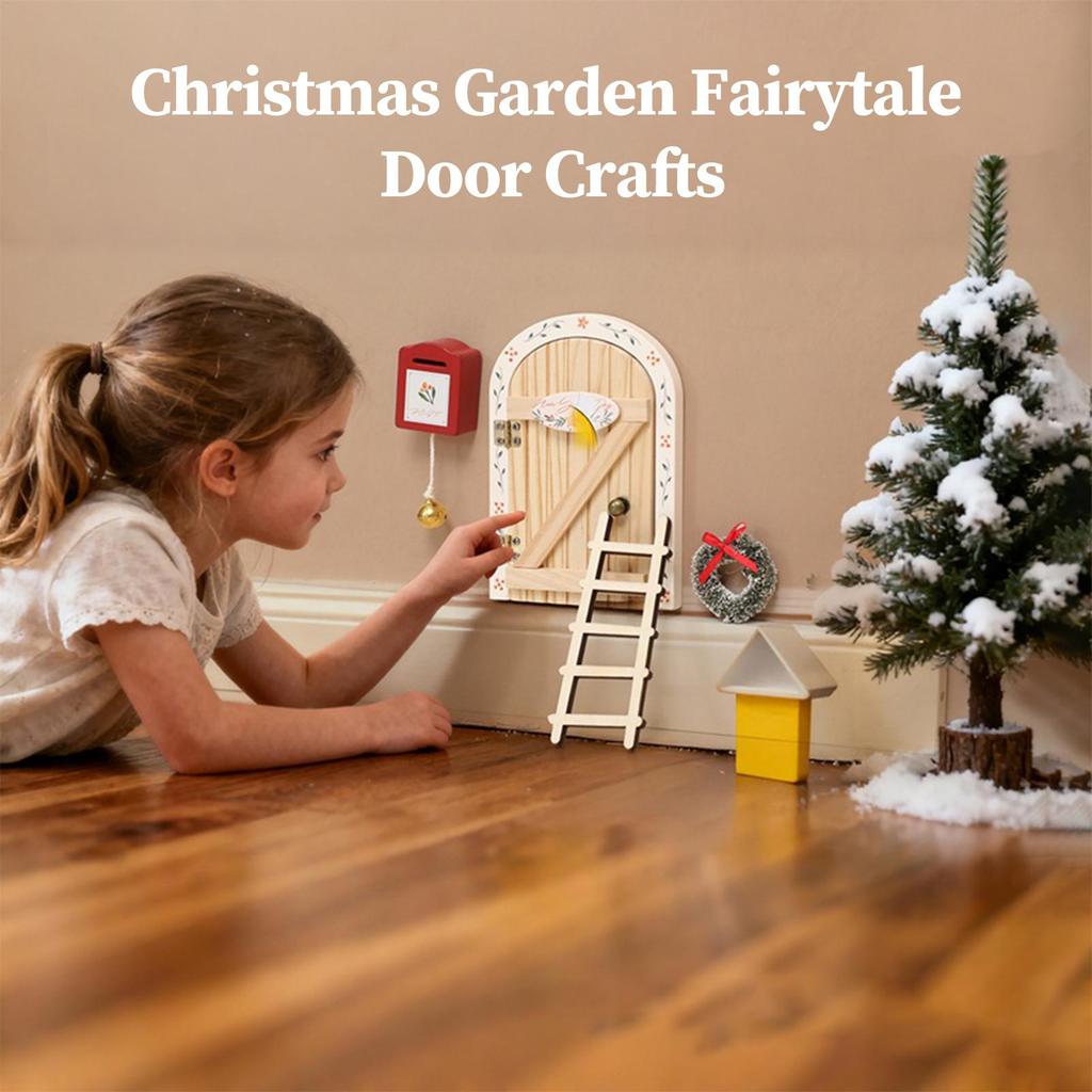 Fairy Garden Door Christmas Miniature Home Decor Small Garden Ornament Doll House Kit For Playroom Living Room Classroom Table