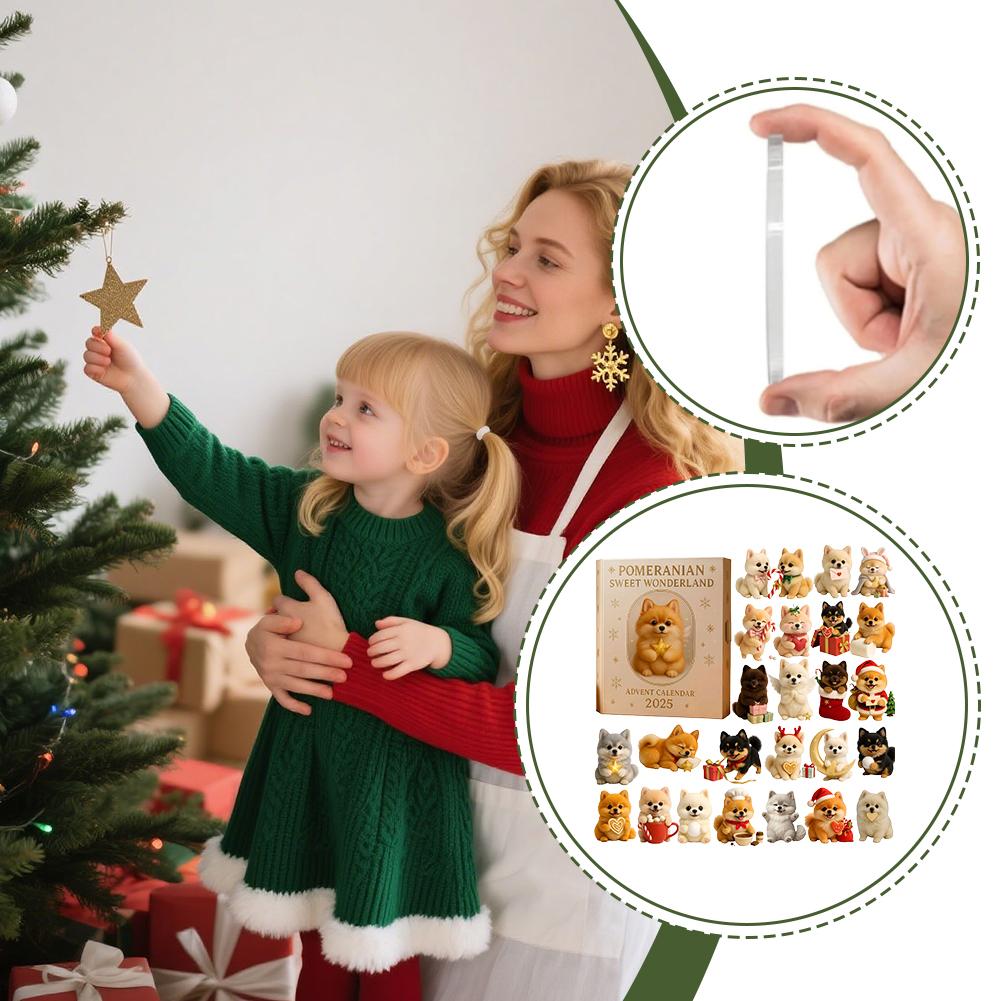 1pcs Animal Advent Calendar Christmas Tree Acrylic Ornaments Cute Puppy Theme 24 Days Countdown Pet Lover Gift Decoraion