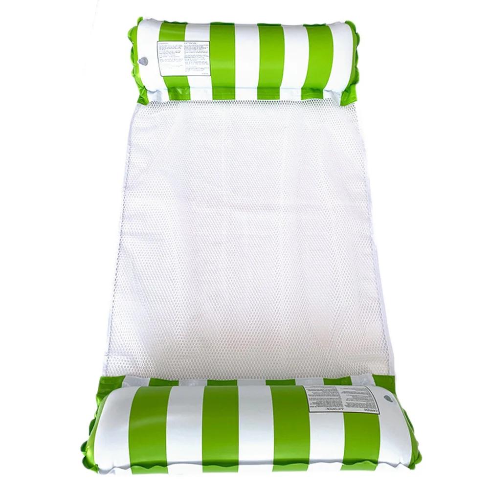 1pc Two Tube Straight Stripe Hammock Foldable PVC Inflatable Floating Row Swimming Pool Float Seat