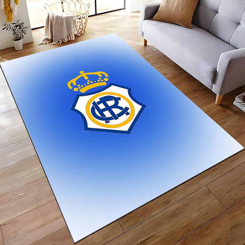 Blue Royal Crest Carpet Design suitable as a non-slip mat for the living room or bedroom sofa