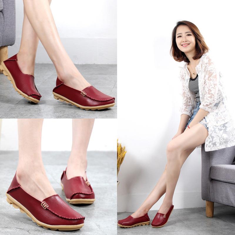 

Женская обувь Большие размеры Плоские туфли Женские лоферы из натуральной кожи Медсестринские туфли-лодочки Женские оксфорды Sapato Feminino Балетки 4.5 вино красного