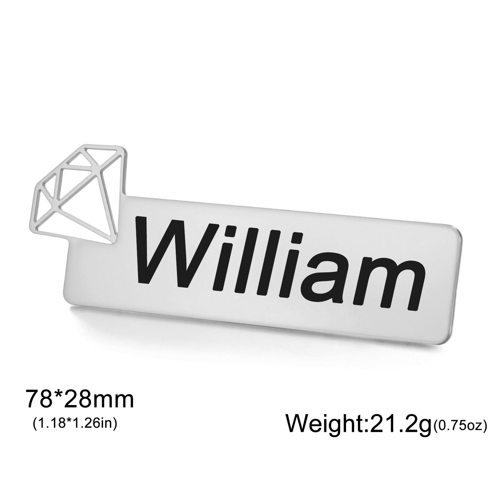 

Personalized Name Brooch Custom Diamond Shape Rectangle Badge Pin Engraved Logo Text ID Stainless Steel Jewelry Christmas Gifts