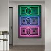 Neon Money Canvas Art Paintings Money Art Dollar Sign Print Poster Pop Street Decorative Pictures Home Office Murals Unframed