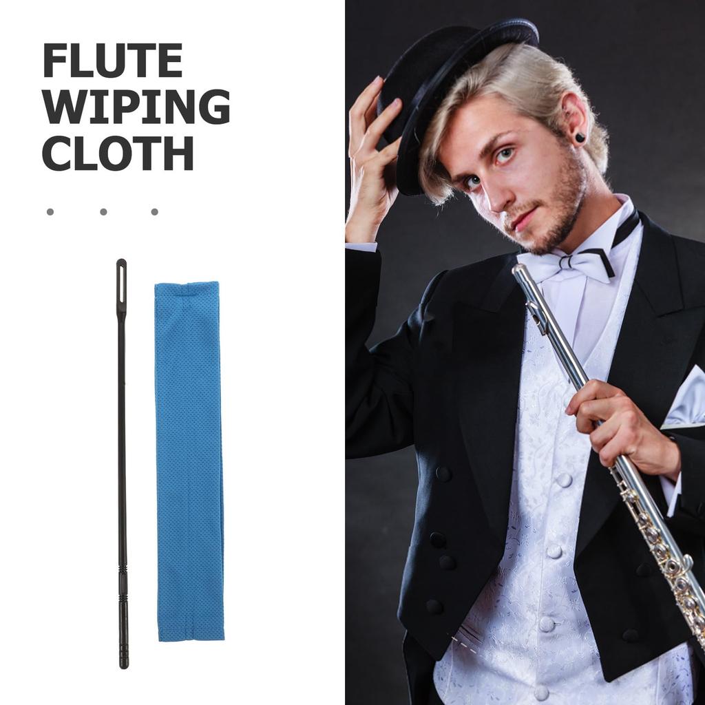 SWETRACE Flute Cleaning Cloth, ABS Material, with Flute Cleaning Rod, Gentle On Instrument Surface, Enhanced Durability, Blue Fiber Material,