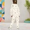 Girls Hooded Long Sleeve Printed Two Piece Set Kangaroo Pocket Cuffed Pants