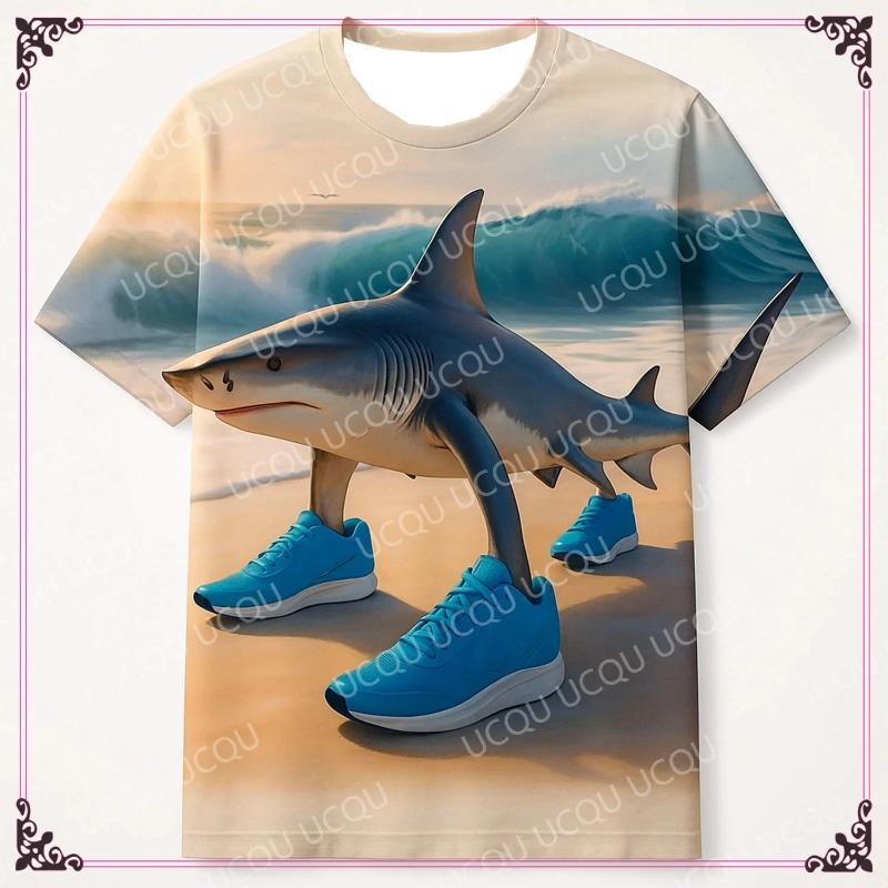 

Italian Brainrot Tralalero Tralala Shark Expression Pack 3D Personality Sports Summer Adult Children Short Sleeve Pregnant Woman S