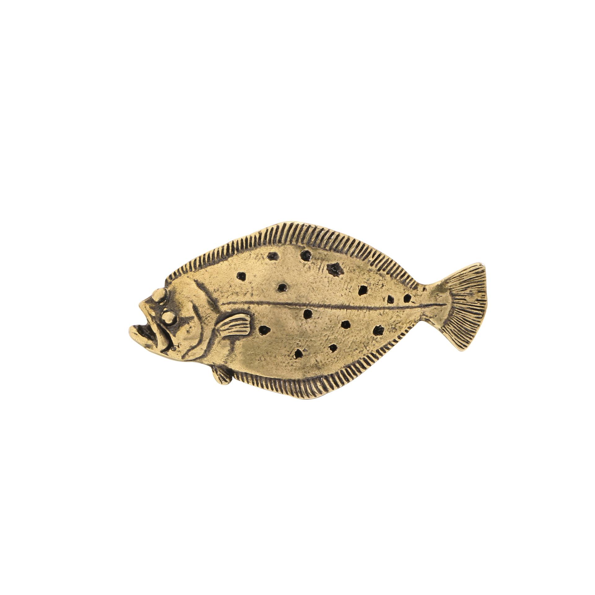 Artistic Brass Flatfish Decorative Figurines Copper Flounder Masterpiece Art Collectible Biomimetic Marine Animals Crafts