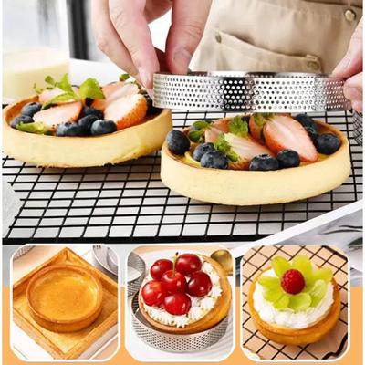 5-10cm Round Stainless Steel Tart Ring Heat-Resistant Perforated Molds DIY Fruit Pie Tartlet Doughnut Mold Kitchen Cake Tools