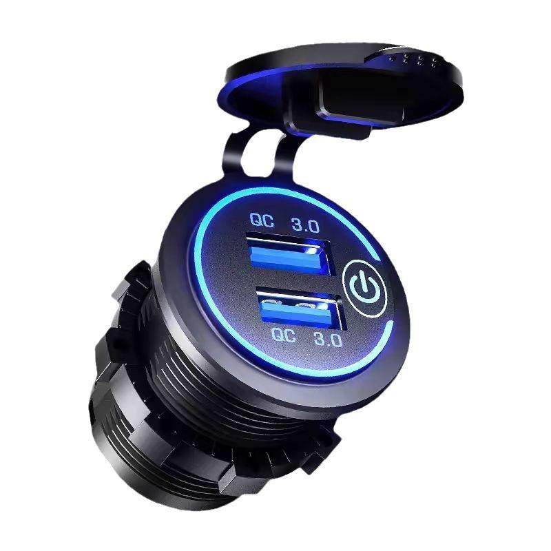 Waterproof Motorcycle Modified Car Phone Charger with QC3.0 Fast Charging - Dual USB Adapter