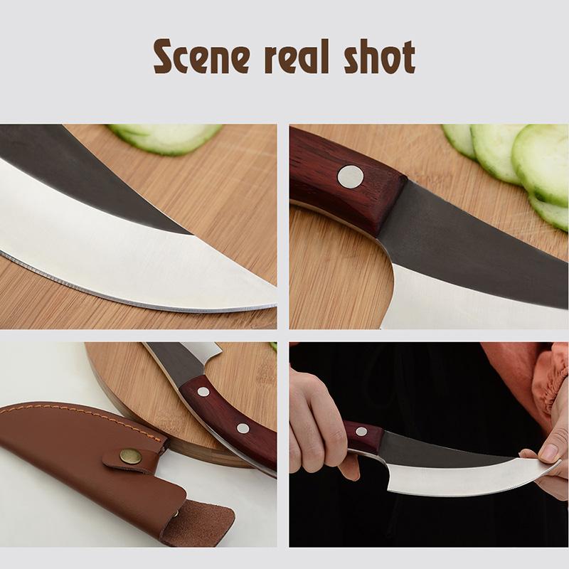 5.5 Inch Butcher Knife Handmade Forged Chef Cooking Kitchen Knives BBQ Tool Gift Leather Sheath