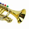 Children's Trumpet, Brass Instrument, 4-Key Plastic Musical Toy, Gold