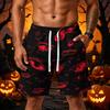Men Loose Fit Halloween Themed Shorts with Pockets Drawstring Waist Athletic Casual Shorts for Sports and Wear