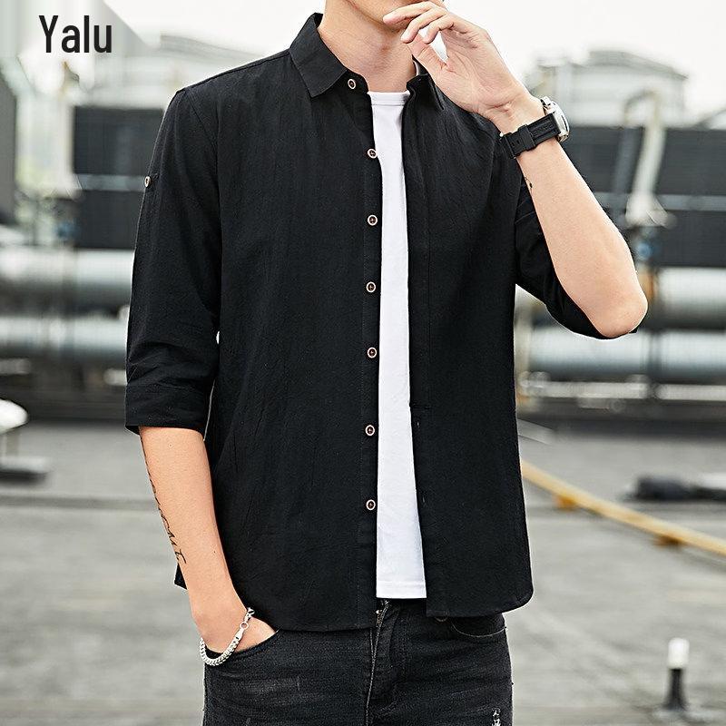 Yalu Men s Casual Short-Sleeve Shirt M