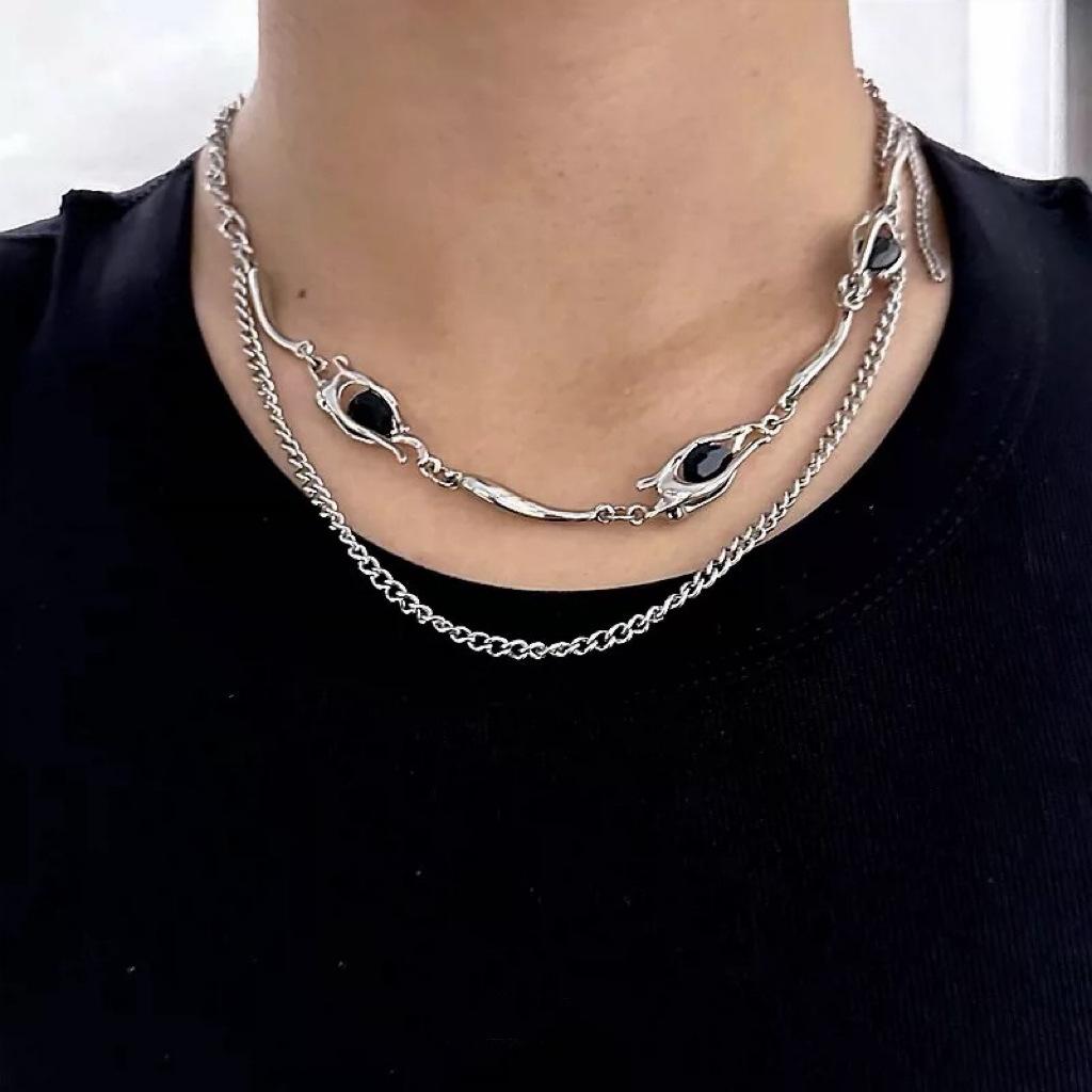Men's Necklace Trendy Brand Versatile Light Luxury Niche Design Sense Men's Trendy Splicing Collarbone Chain
