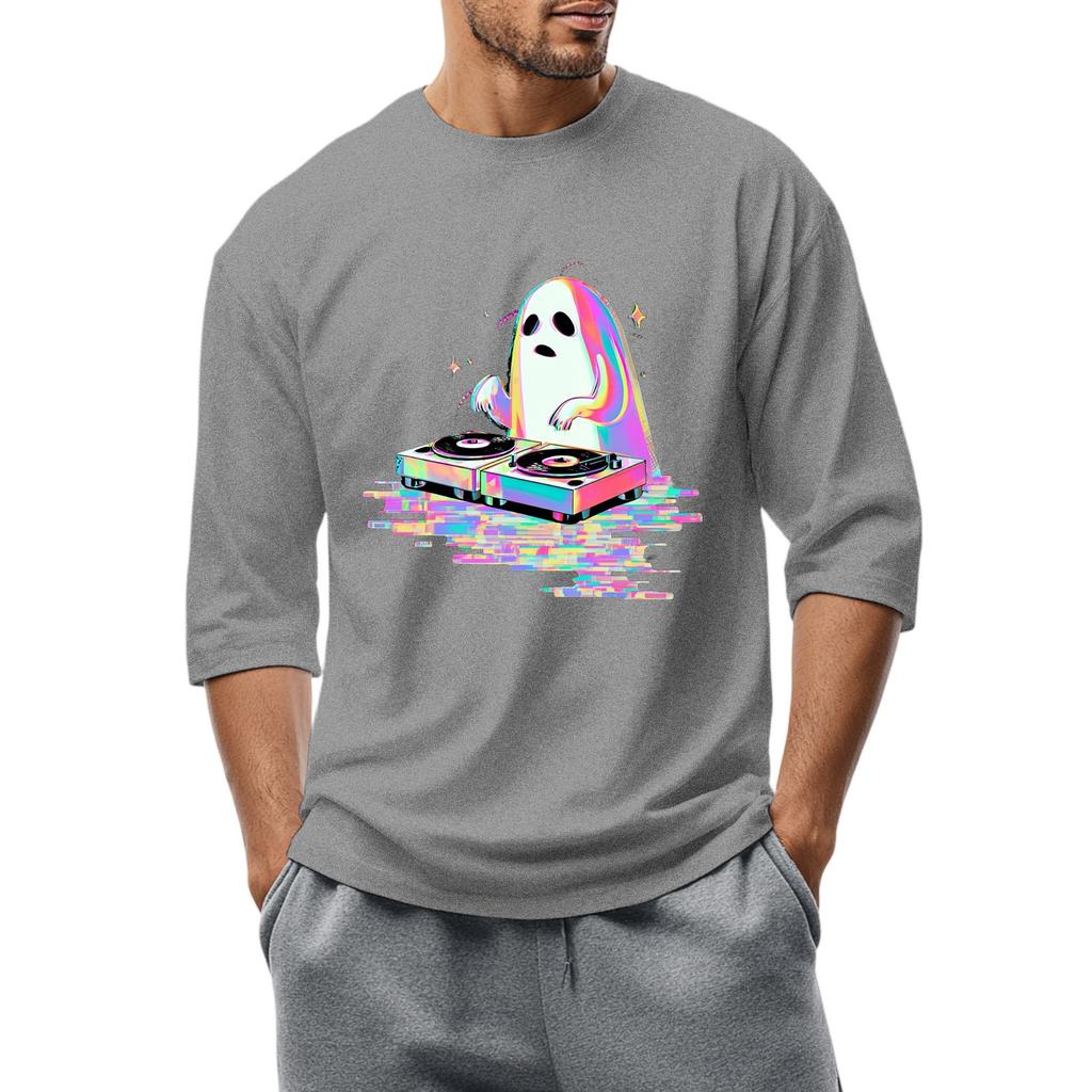 Men'S Round Neck Three-Quarters Sleeve Top Casual Fashion T-Shirt