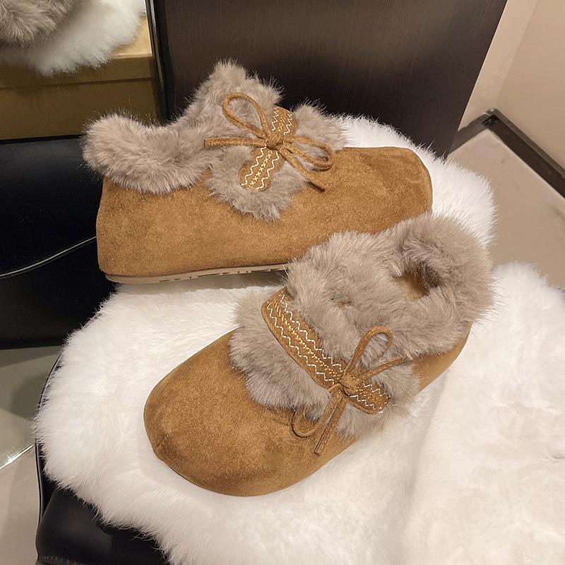 Women's fur one thick bottom heightening winter lightweight padded warm snow boots non-slip wear casual sneakers fur cotton shoes