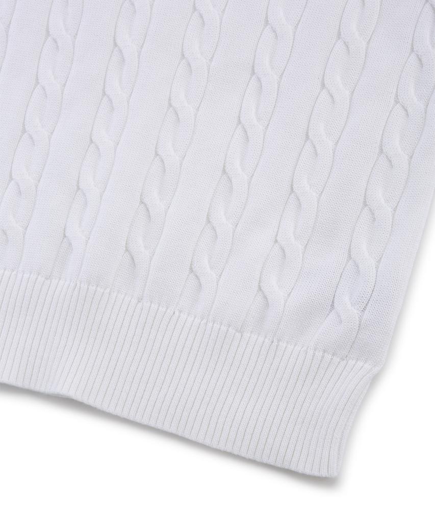 BROOKS BROTHERS Cotton Cable Crew Neck Sweater (White) (Bbwrmf7368Aes)