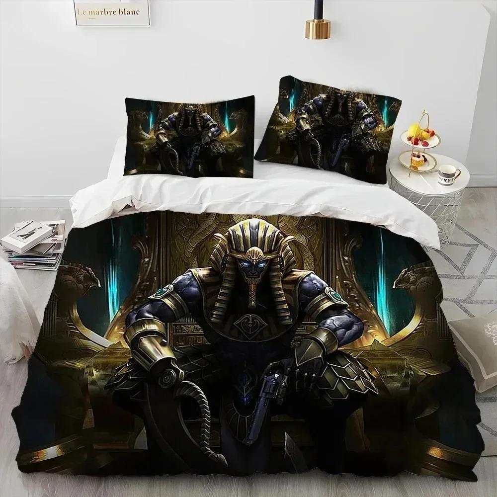 Egyptian Mythology Pharaoh Hieroglyphics Bedding Set Duvet Cover Bed Set Quilt Cover Pillowcase Comforter King Queen Size