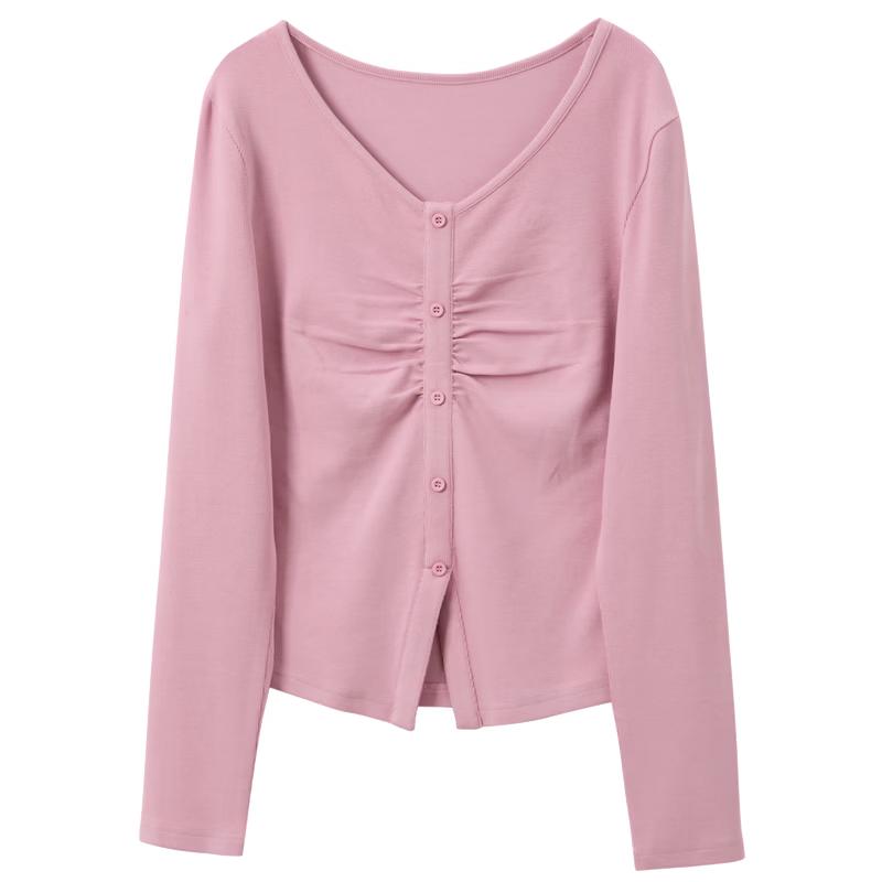 Sancai Plus Size V-Neck Long Sleeve Cotton T-Shirt XXL