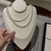 Tooxika Luxury Elegant Temperament 8 Word Ring Buckle Detachable Multi-wearing Pearl Necklace Collarbone Chain Jumper Chain