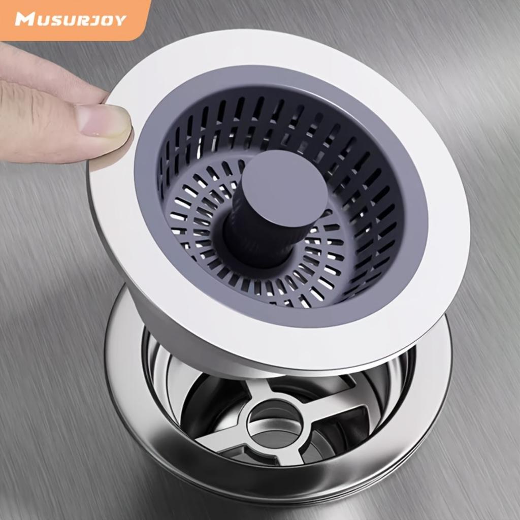 Musurjoy Brass Kitchen Sink Strainer and Drain Stopper, Anti Clogging Bounce Core with Extra Filter Basket.