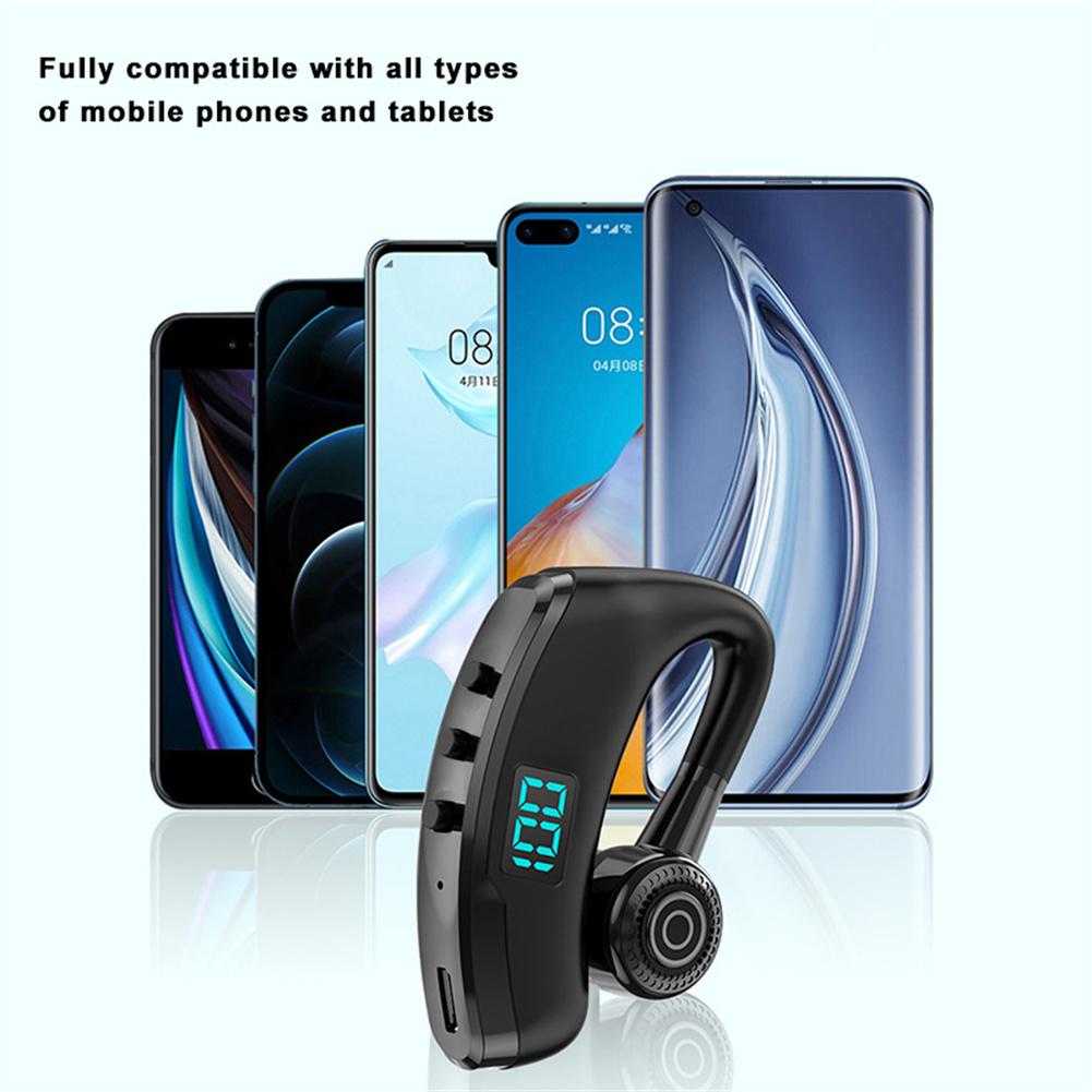V9 Pro Wireless Bluetooth-compatible Headset Led Smart Display Business Handsfree Earhook Earphones With Microphone
