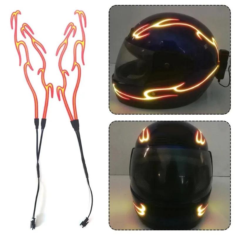 4 In1 Motorcycle Helmet LED Cold Light Waterproof Strip Sticker Flashing Night Riding Chargeable Accessories with USB Chargeable