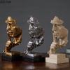 Il Silenzio è Oro Personaggio Retrò Resine Statua Scultura Astratta di Volto Umano Decorazione da Scrivania Arredamento Decorazioni per la Casa Vintage