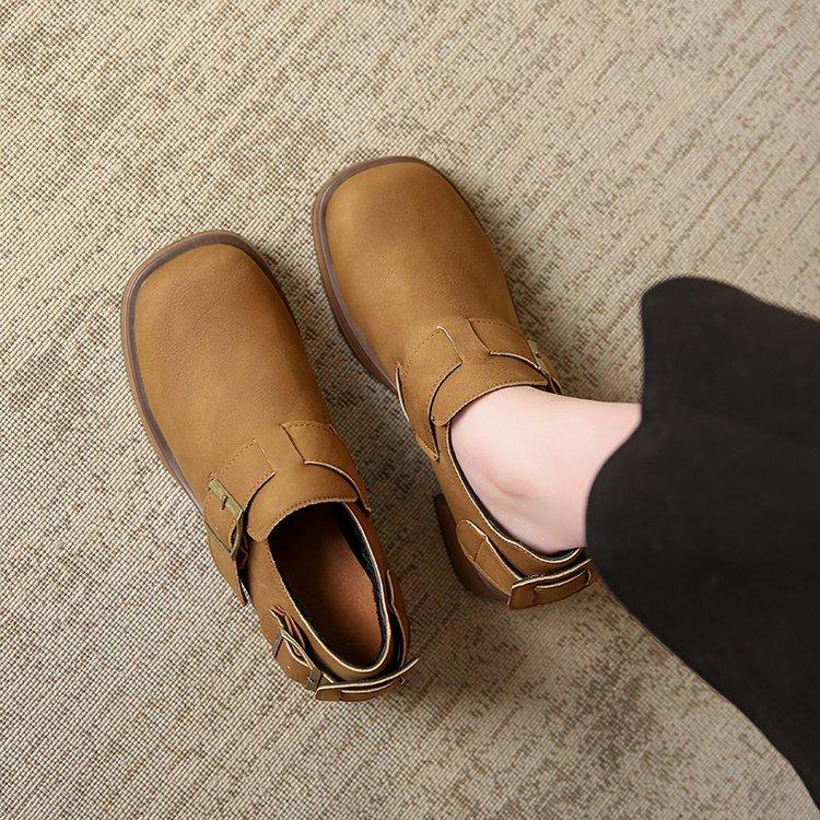

[Youshilai] Temperament square head Mary Jane shoes women s 2025 winter new fashion versatile casual thick heel single shoes 40 коричневый