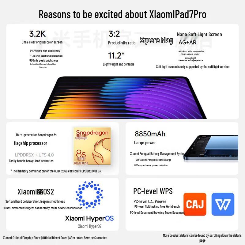

Xiaomi Pad 7 Pro 11.2-inch 3.2K Snapdragon 8s Tablet (CN version)