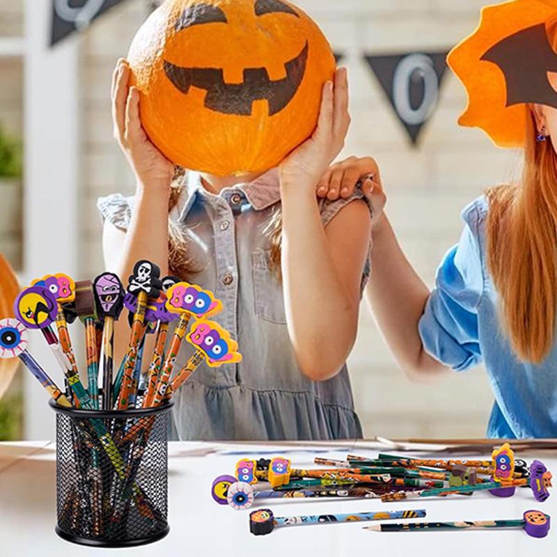 Halloween Pencil HB Eraser Pumpkin Ghost Painting Pencils Festival Goodies Gift Prize Party Favor Supplies Trick or Treat TMZ